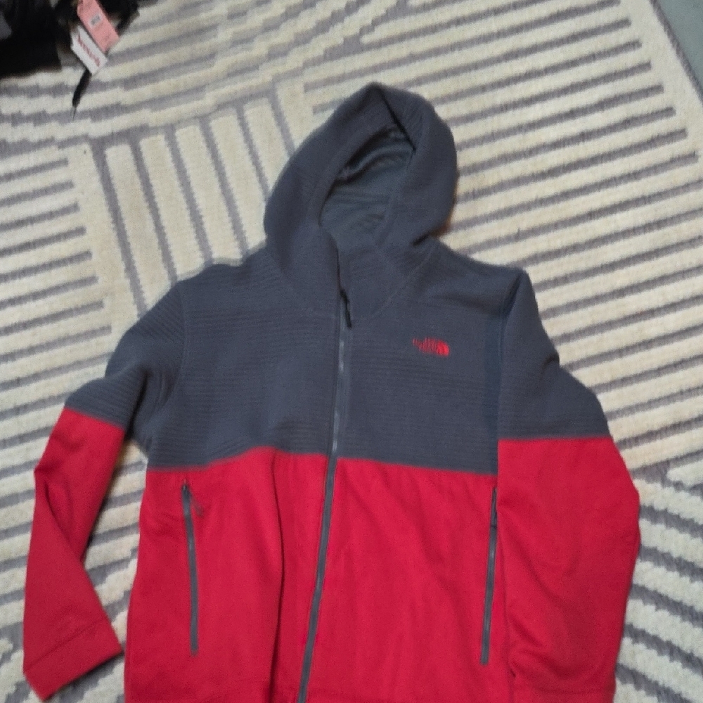 Mens Red and Gray The North Face Zip